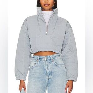 Blue Quilted Cropped Jacket - Quinn cropped pullover